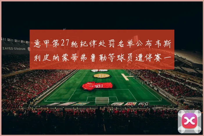 意甲第27轮纪律处罚名单公布韦斯利皮纳蒙蒂弗鲁勒等球员遭停赛一轮